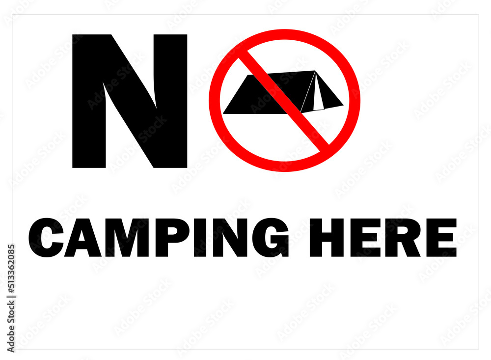 No camping here sign vector No camping here sign vector