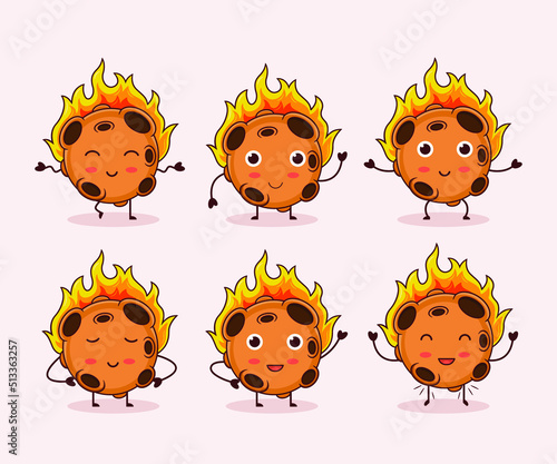 Vector illustration of cute little meteorites isolated on a plain background