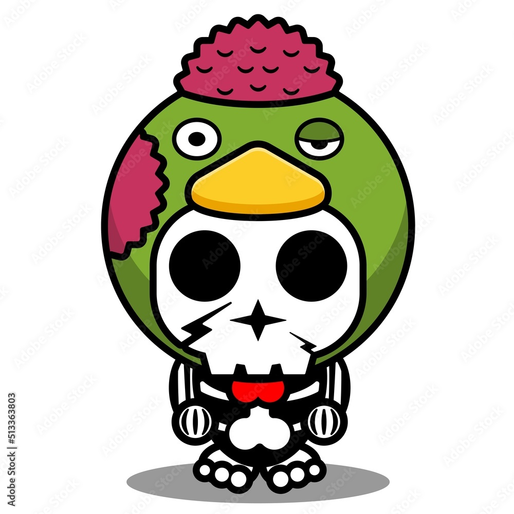 vector illustration of cute cartoon character zombie mascot bone animal chicken halloween