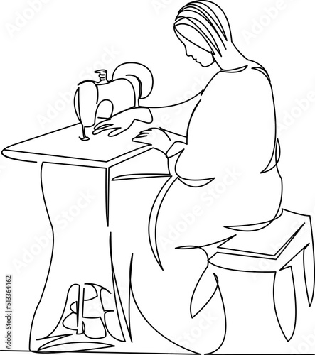 girl sewing on a sewing machine