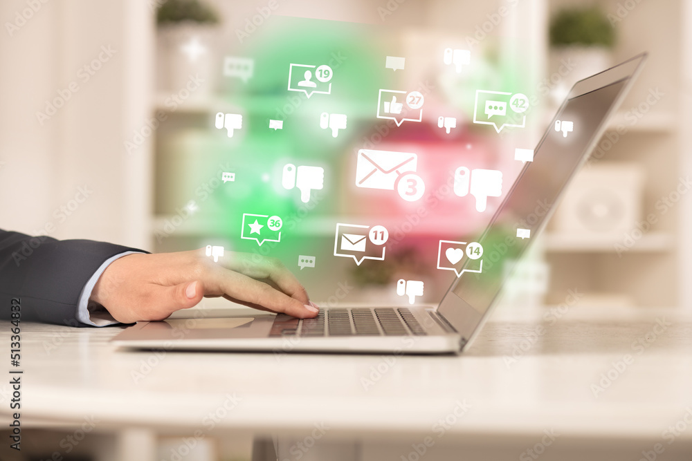 Young person surfing on social media network Young person surfing on social media network