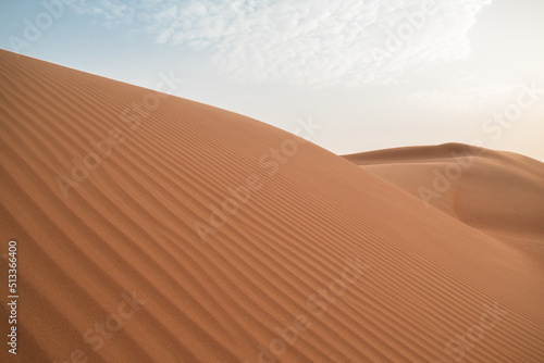 Close-up of sand dunes from the side of a desert hill in Al Wathab  Abu Dhabi  United Arab Emirates.