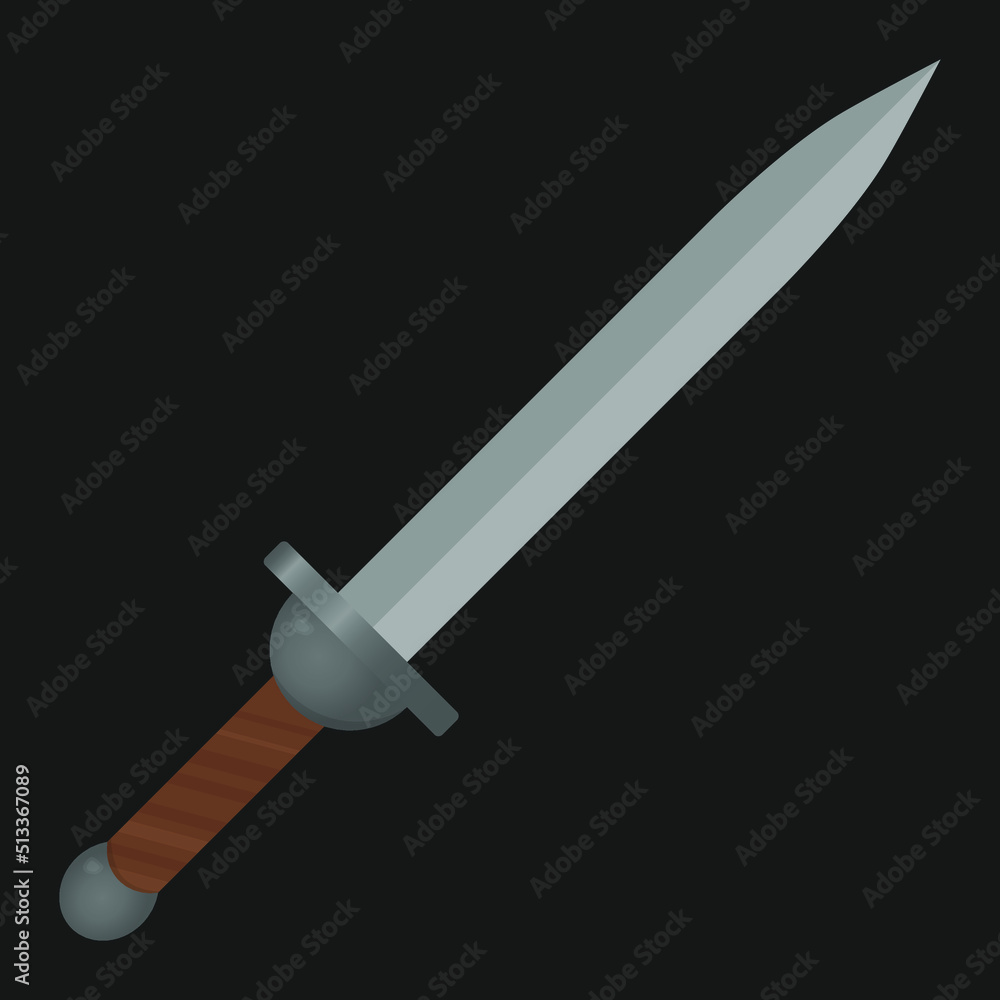 Medieval sword. Knight's metal sword. Vector illustration