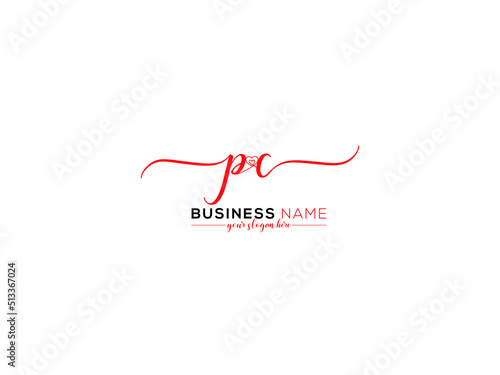 Creative PC Logo Icon, Signature Pc cp Logo and Love Heart Letter Icon Design For You photo