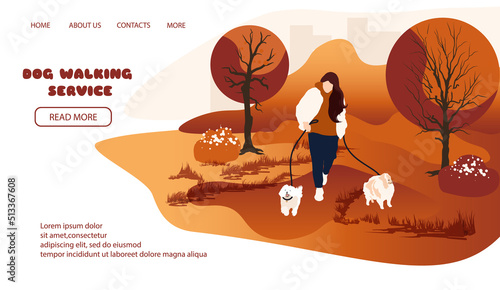 Woman Professional Pet Service. Cartoon Flat Vector illustration for  Web Banner, Landing Page Template