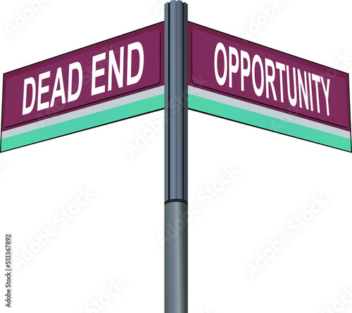 Crossroads of Fate: Dead End and Opportunity as Diverging Paths, Symbolizing the Turning Point Where Despair Meets Possibility in the Journey Toward Renewal and Hope