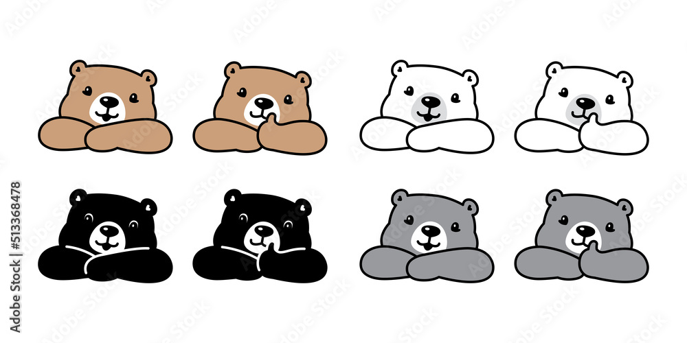 Bear vector polar bear icon logo teddy character cartoon thumb up symbol  doodle animal illustration design isolated Stock Vector | Adobe Stock