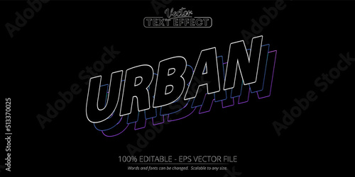 Vector urban text effect, 3D bold line style modern typography for decoration, t shirt, book, card,poster, banner, logo, printing on fabric, industrial. Trendy typeface. Cool alphabet. 