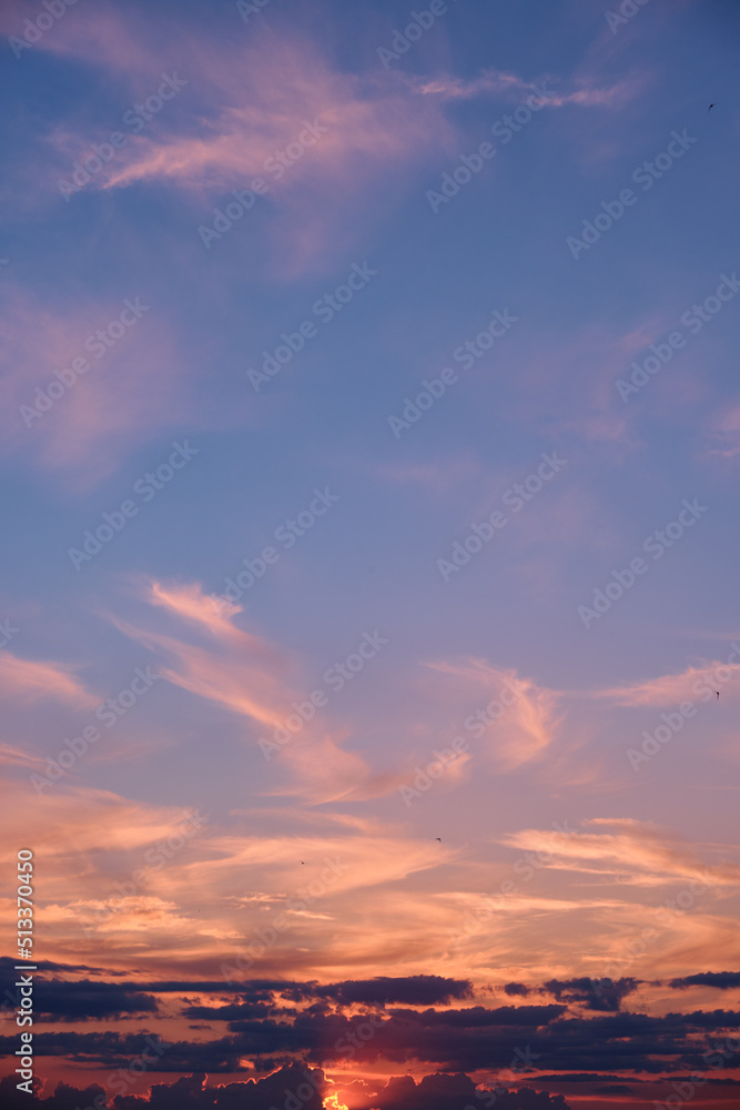 stock photo of spectacular sunset clouds at evening