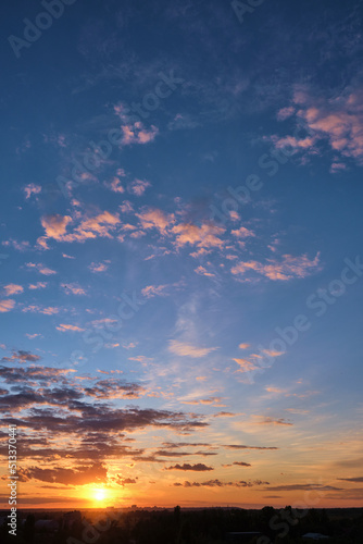 stock photo of spectacular sunset clouds at evening