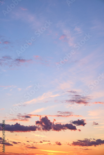 stock photo of spectacular sunset clouds at evening