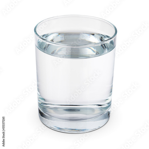 Glass of clean still water isolated on white.