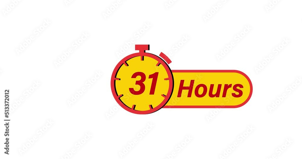 31 Hours timers Clocks, Timer 31 Hour icon, countdown icon. Time measure. The chronometer icon is isolated on white background 31 Hours timers Clocks, Timer 31 Hour icon, countdown icon. Time measure. The chronometer icon is isolated on white background