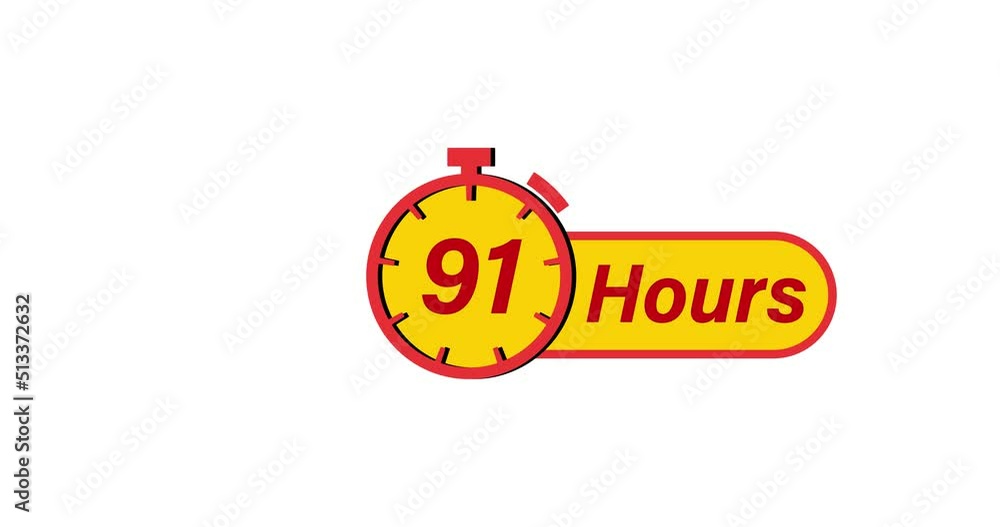 91 Hours timers Clocks, Timer 91 Hour icon, countdown icon. Time measure. The chronometer icon is isolated on white background 91 Hours timers Clocks, Timer 91 Hour icon, countdown icon. Time measure. The chronometer icon is isolated on white background