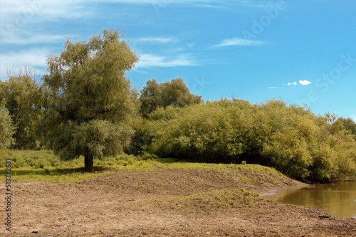 Nature and the river with an unfinished bridge