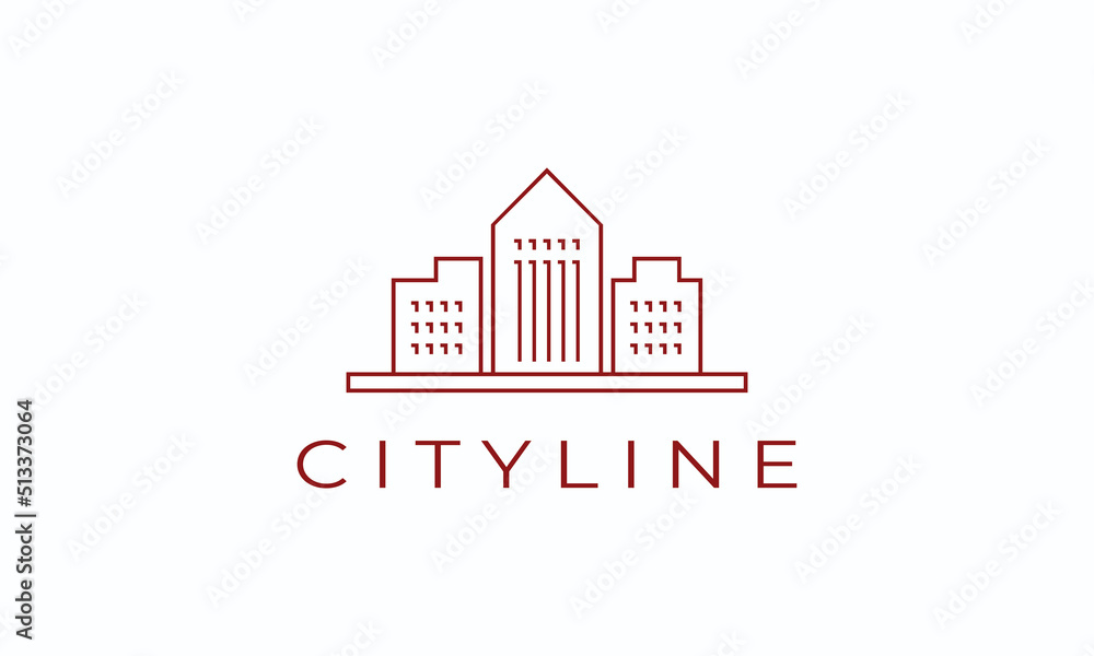City Line Logo Design, Building Plan Concept With Lines, For Business Corporate Identity And Architect Bureau Badge Or Other, Vector Template City Line Logo Design, Building Plan Concept With Lines, For Business Corporate Identity And Architect Bureau Badge Or Other, Vector Template