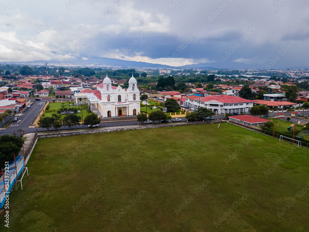 Beautiful aerial view of the Santo Domingo Church in Heredia Costa Rica