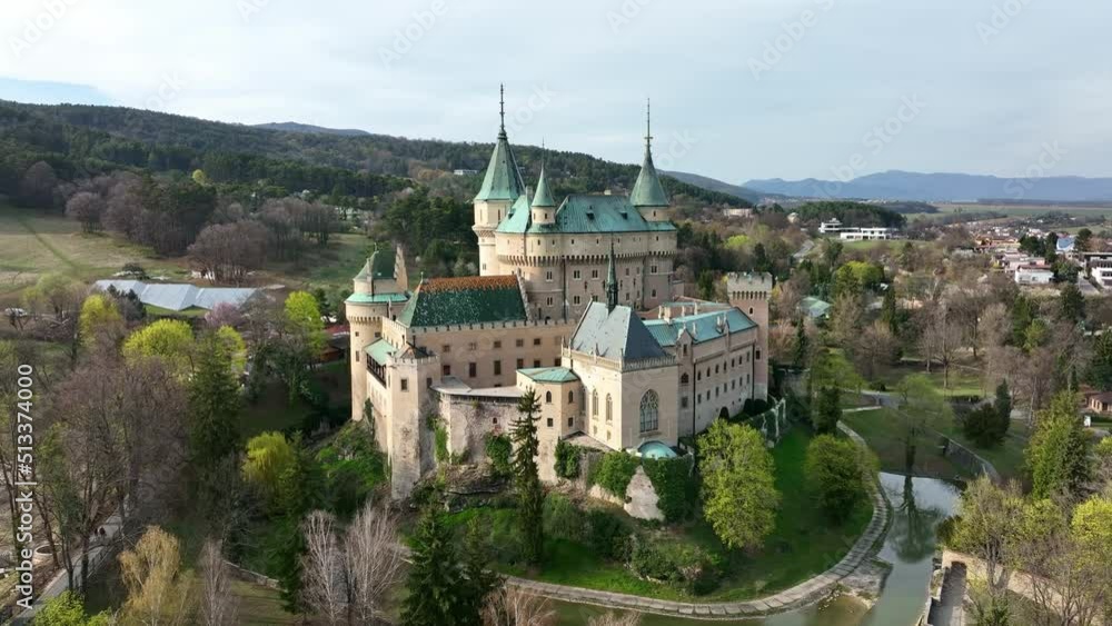 Aerial view of Bojnice castle in Slovakia Aerial view of Bojnice castle in Slovakia