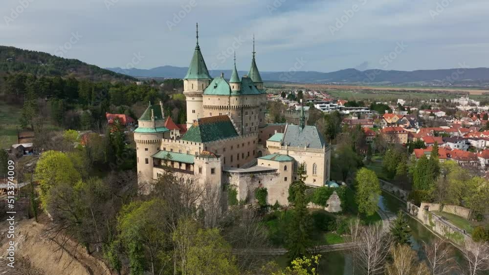 Aerial view of Bojnice castle in Slovakia Aerial view of Bojnice castle in Slovakia