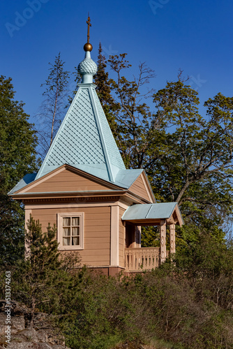 Chapel of the Intercession of the Most Holy Theotokos at the Lower Garden on the island of Valaam. The Intercession Chapel of Valaam. The shrines of Balaam. photo