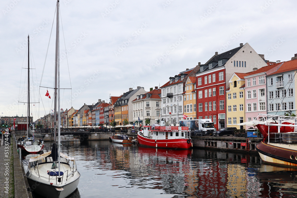 Colorful facades of Copenhagen, in Nyhavn district