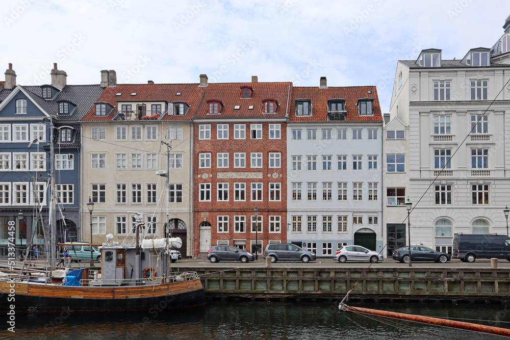 Colorful facades of Copenhagen, in Nyhavn district