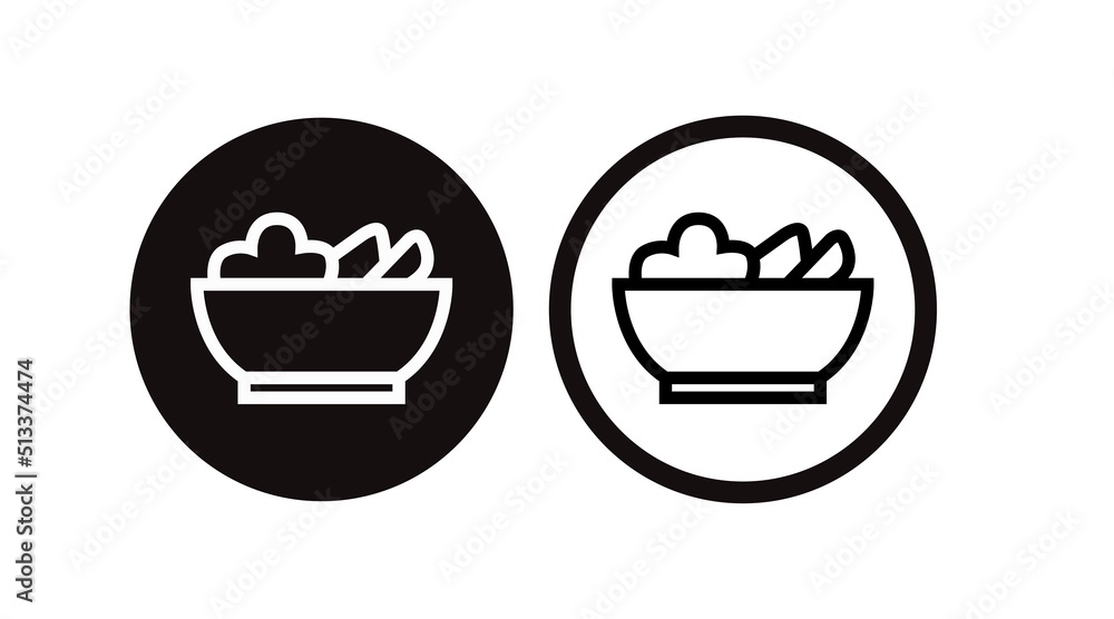Vector Isolated Illustration of a Food Bowl. Black and White Food Bowl Icon Vector Isolated Illustration of a Food Bowl. Black and White Food Bowl Icon