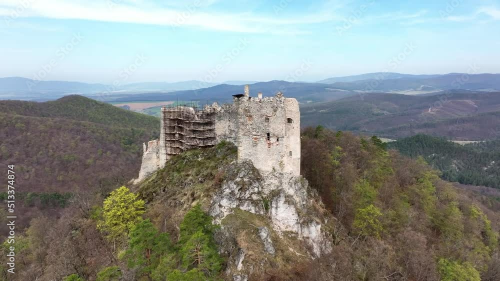 Aerial view of Uhrovec Castle in Slovakia Aerial view of Uhrovec Castle in Slovakia