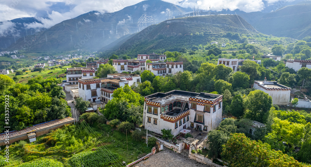 chinese village & field in the mountain in Cichuan chinese village & field in the mountain in Cichuan