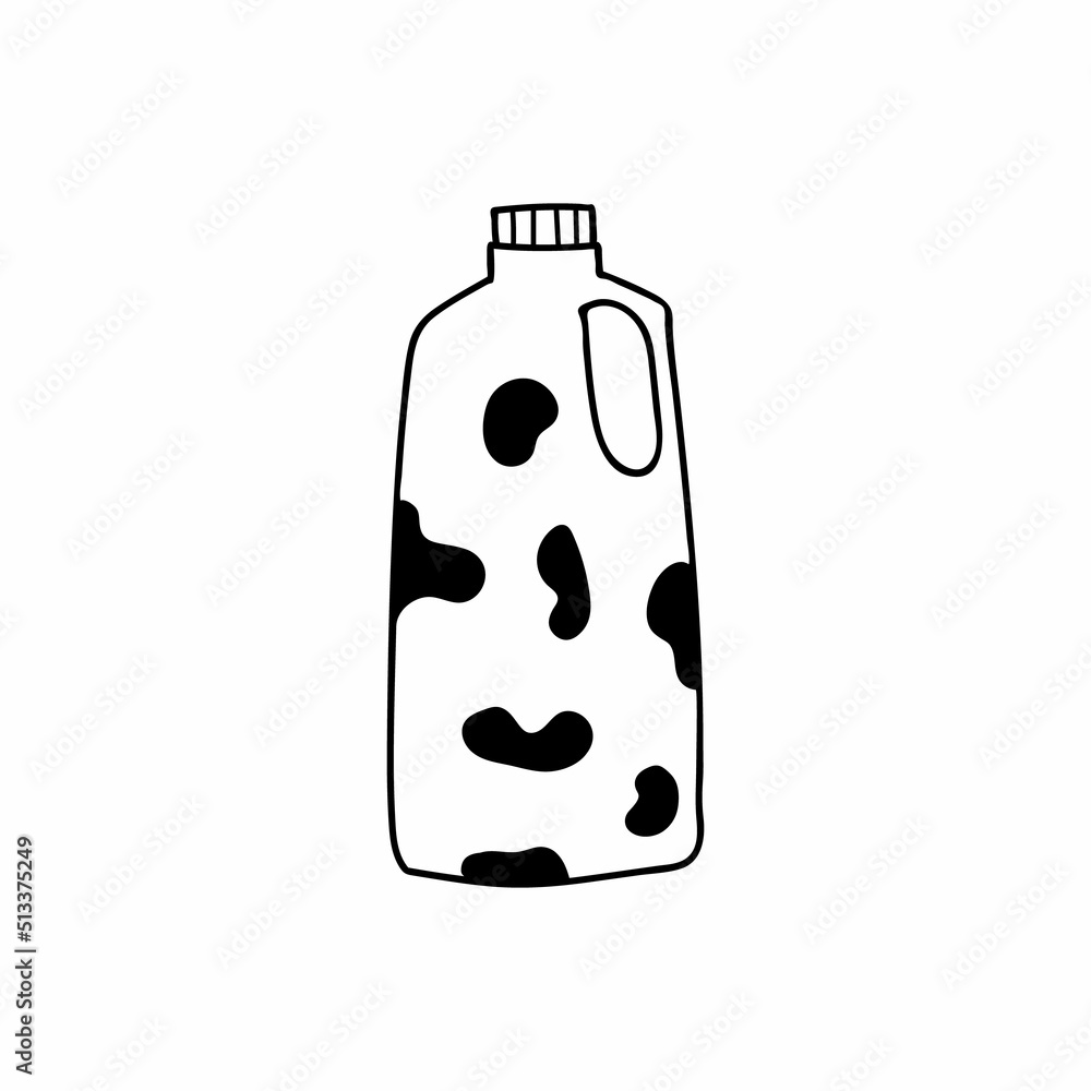 Doodle milk container icon in vector. Hand drawn milk container in