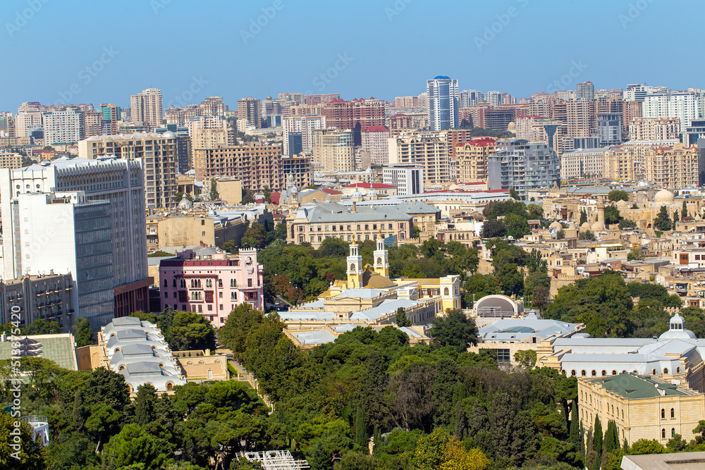 Panoramic view of Baku. A bird's-eye view. Republic of Azerbaijan