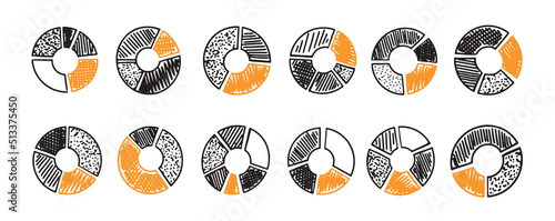 Charts icons, Set hand drawn. Vector	

