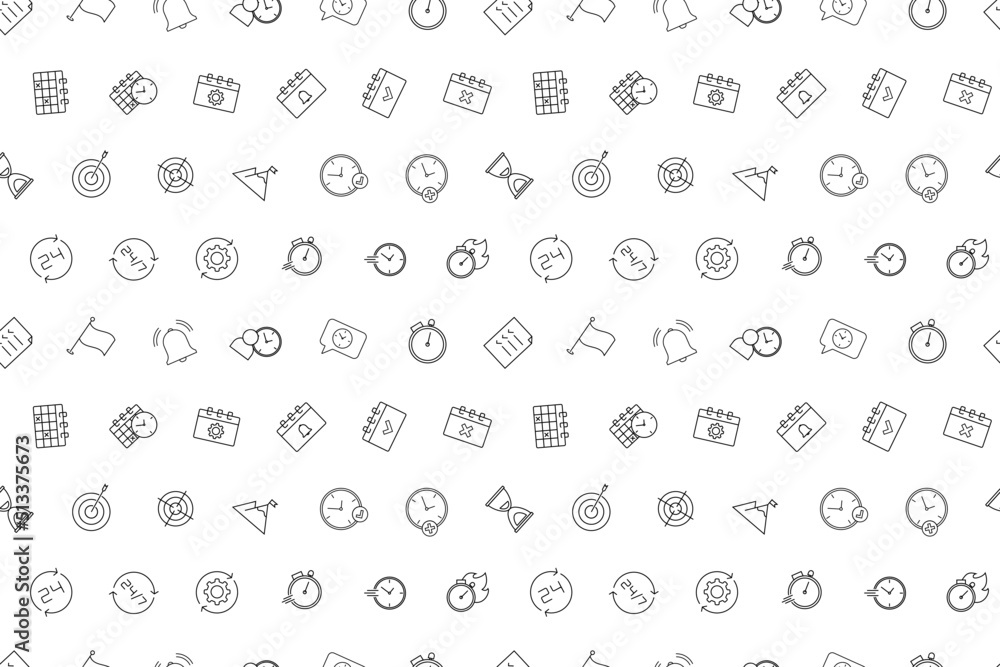 Vector time management pattern. Time management seamless background Vector time management pattern. Time management seamless background