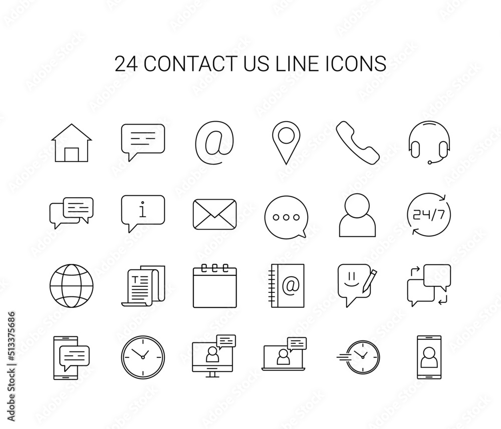 Line icon set. Contact us pack. Vector Illustration Line icon set. Contact us pack. Vector Illustration