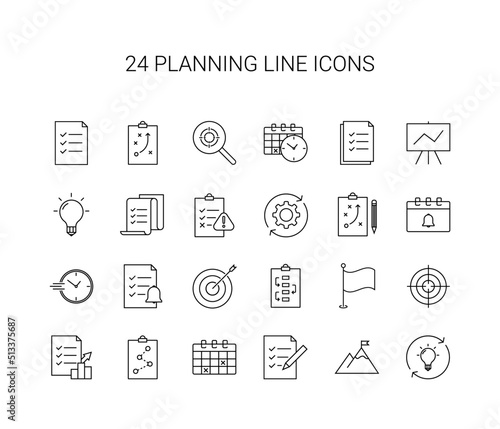 Line icon set. Planning pack. Vector Illustration