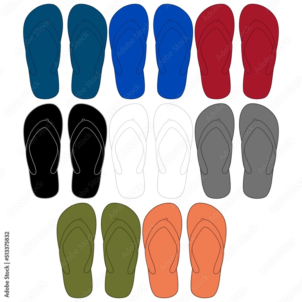 Illustration flip flops with colors and white background fashion or other products Illustration flip flops with colors and white background fashion or other products