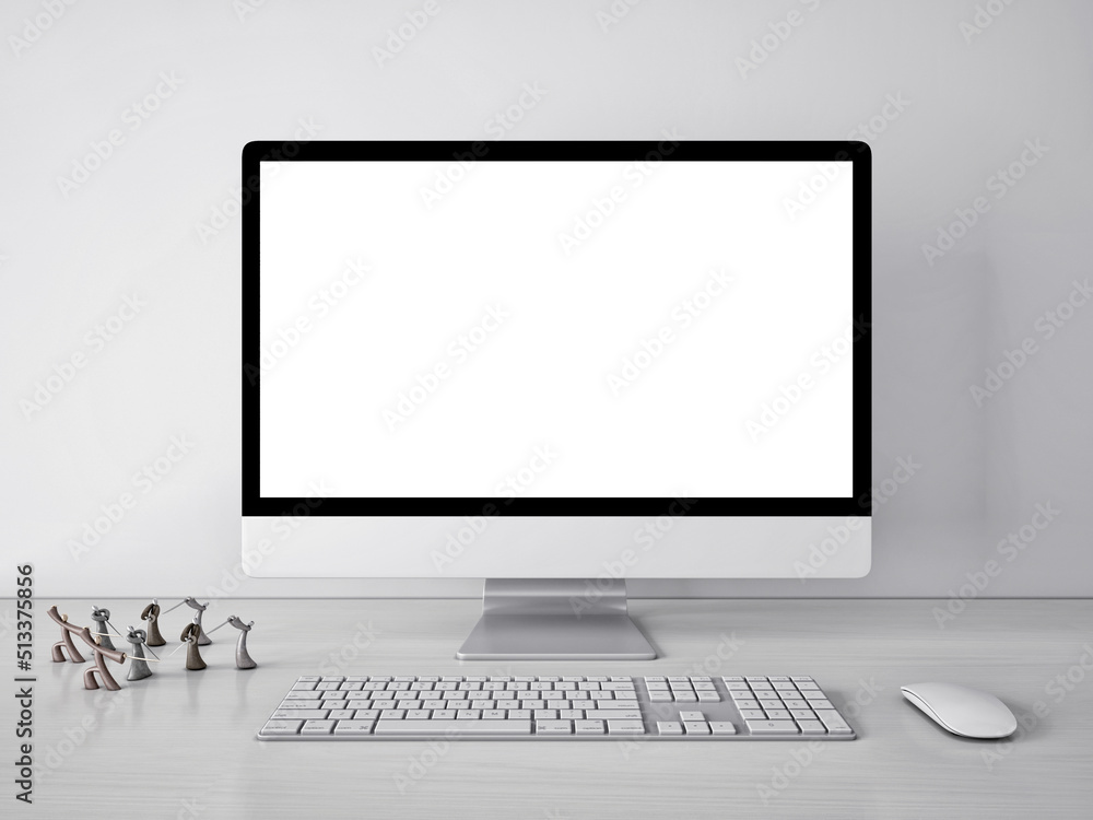 3d rendering mockup template of blank white screen of computer. 3d rendering mockup template of blank white screen of computer.