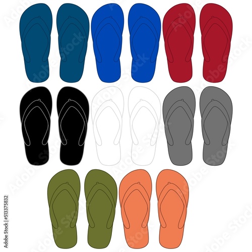 Illustration flip flops with colors and white background fashion or other products