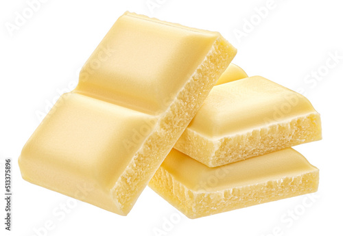 Obraz na plátně White milk chocolate pieces isolated on white background
