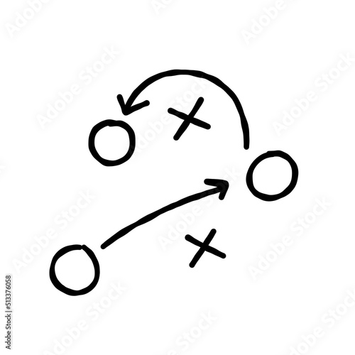 Sports tactics and strategy. Scheme of movement of team player photo