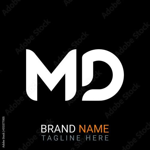 Md Letter Logo design. black background.