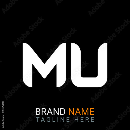 Mu Letter Logo design. black background.