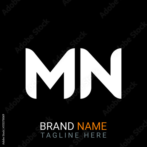 Mn Letter Logo design. black background.