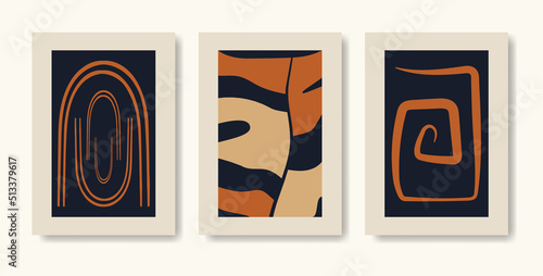 Set of terracota minimalist abstract aesthetic illustrations.