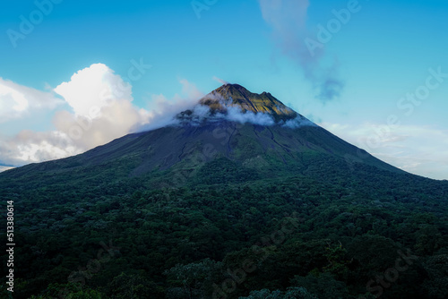 Beautiful aerial view of the Arenal Volcano, the arenal Lagoon, and rain forest in Costa Rica © Gian