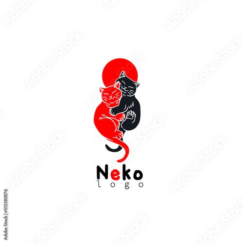 Cat logo template isolated on white background