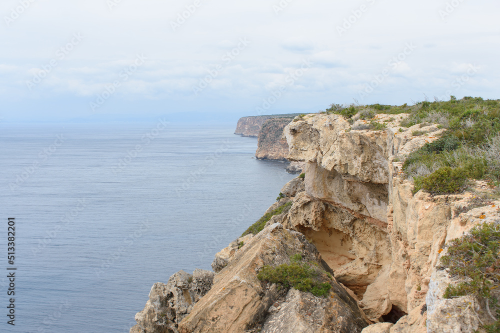Steep coastal cliffs at Cap Blanc in Mallorca, Spain. Steep coastal cliffs at Cap Blanc in Mallorca, Spain.