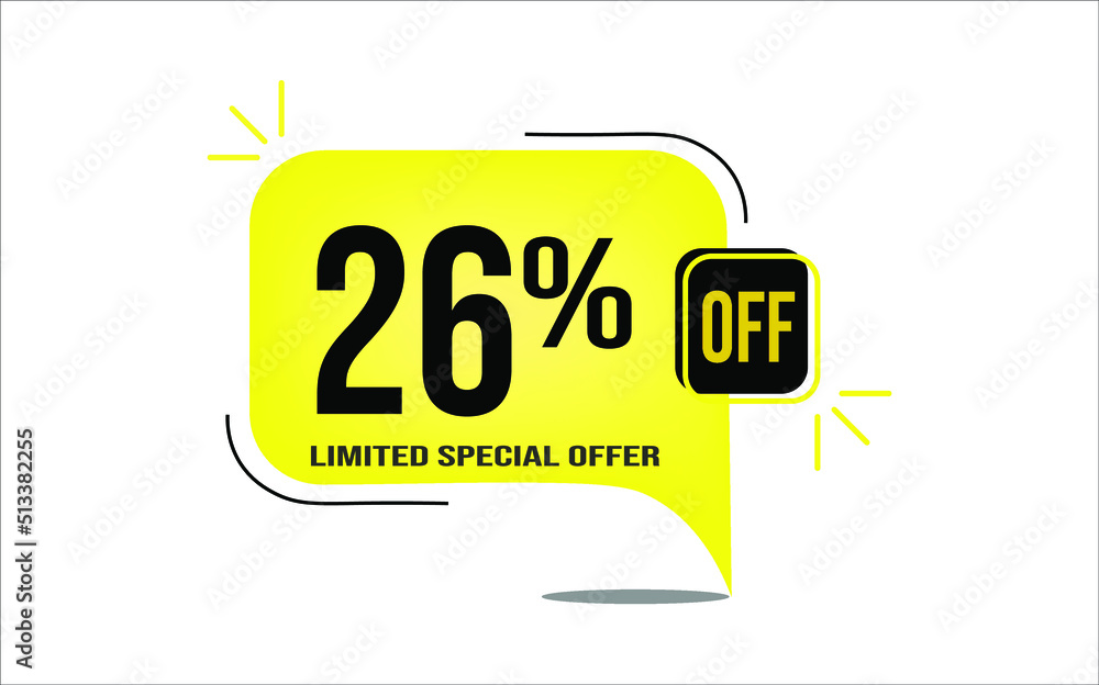26% off a yellow balloon with black numbers 26% off a yellow balloon with black numbers