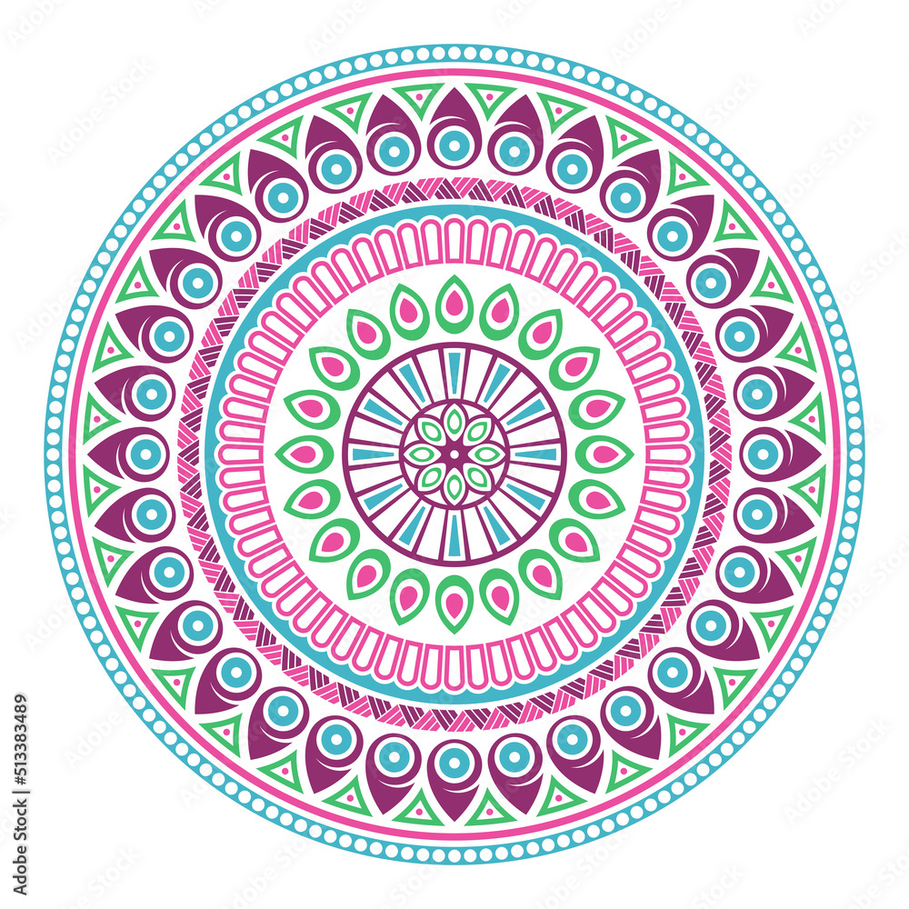 Mandala. Decorative round colorful ornament. Isolated on white background. Arabic, Indian, ottoman motifs. For cards, invitations, t-shirts. Vector color illustration.
