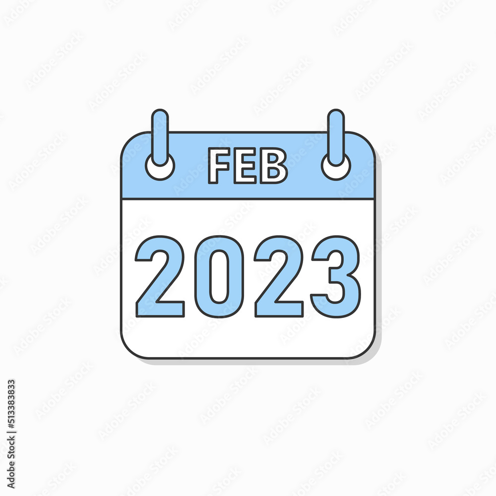 February 2023 Calendar Thin Line Icon Minimal style. February 2023 Business Calendar Planner Flat Vector Icon. Vector Illustration February 2023 Calendar Thin Line Icon Minimal style. February 2023 Business Calendar Planner Flat Vector Icon. Vector Illustration
